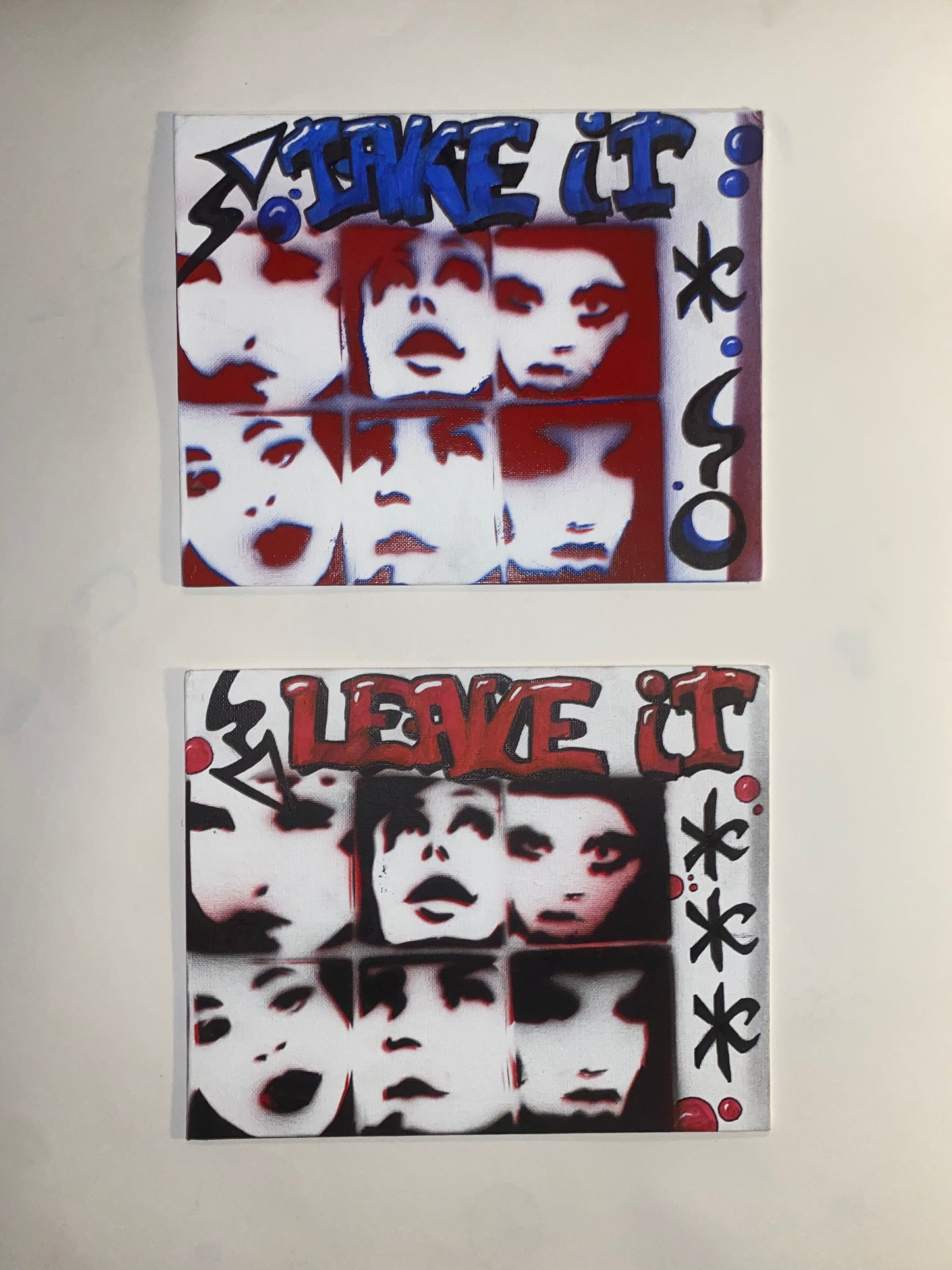 "Take It” One of Two Spray Painted Canvas Boards