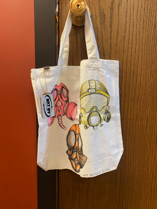 Handmade Canvas Tote Bag- Gas Mask Pattern