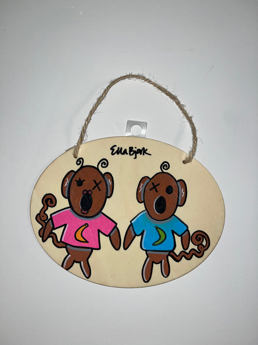 “Monkey Business” Original Wooden Sign