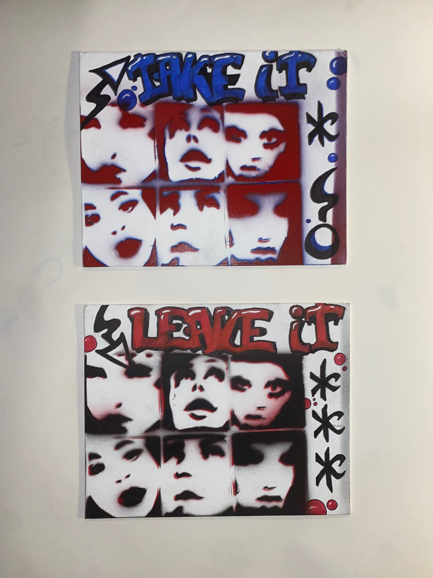 "Leave It” Two of Two Spray Painted Canvas Boards